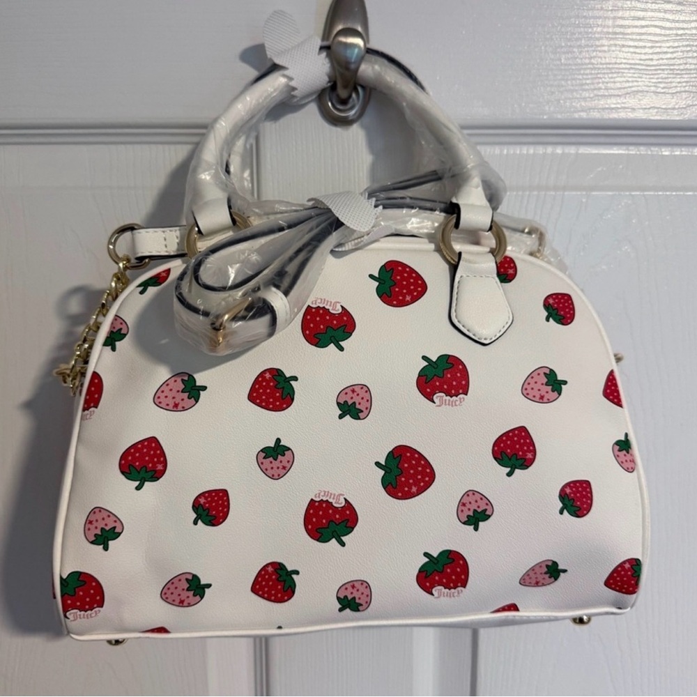 NWT Juicy Couture Sweet N Juicy White Strawberry Print Handbag - Picture 5 of 5
